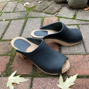 Black mule platform clogs